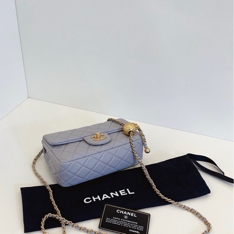 閒置新Chanel香奈兒 灰色 金球CF大mini-5