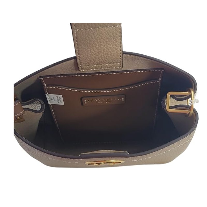 【TORY BURCH】素色牛皮斜背包-卡其-1