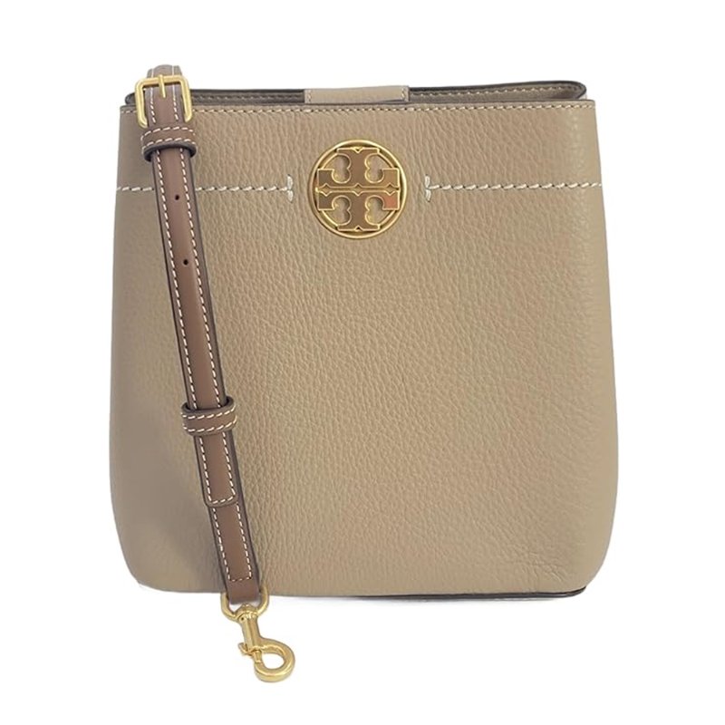 【TORY BURCH】素色牛皮斜背包-卡其-4