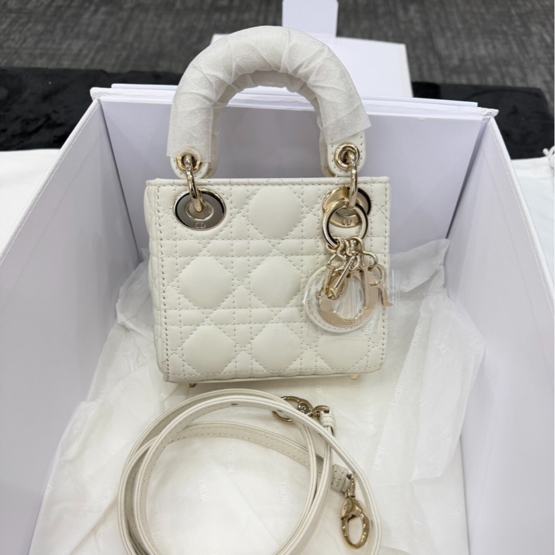 【全新✨ 全網最低價！】Dior/迪奧 Micro Lady Dior 戴妃包白金（下單前先詢問庫存❗️）-0