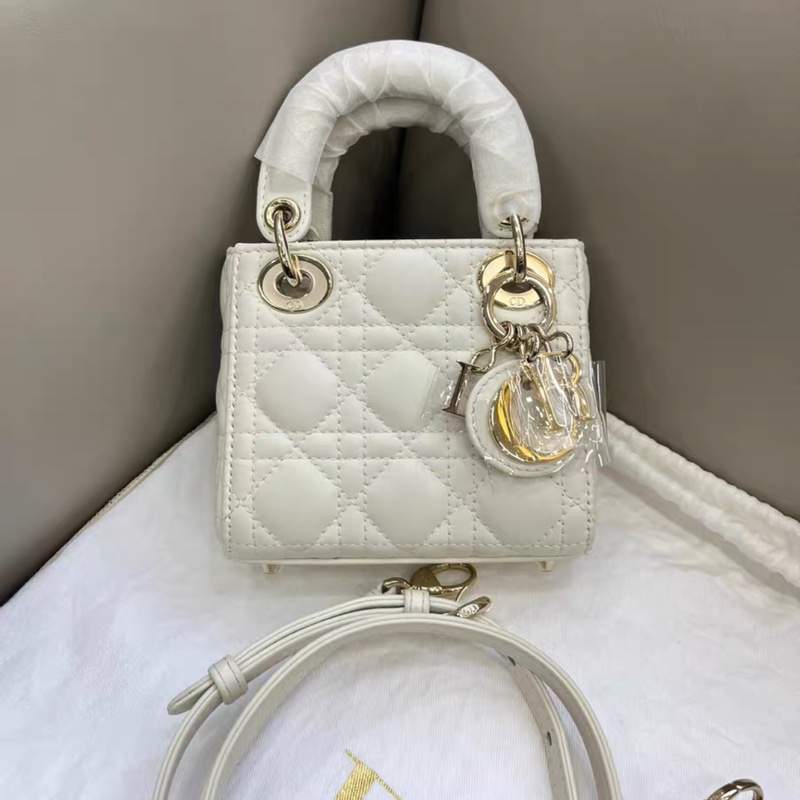 【全新✨ 全網最低價!】Dior/迪奧 Micro Lady Dior 戴妃包白金(下單前先詢問庫存❗️)-1