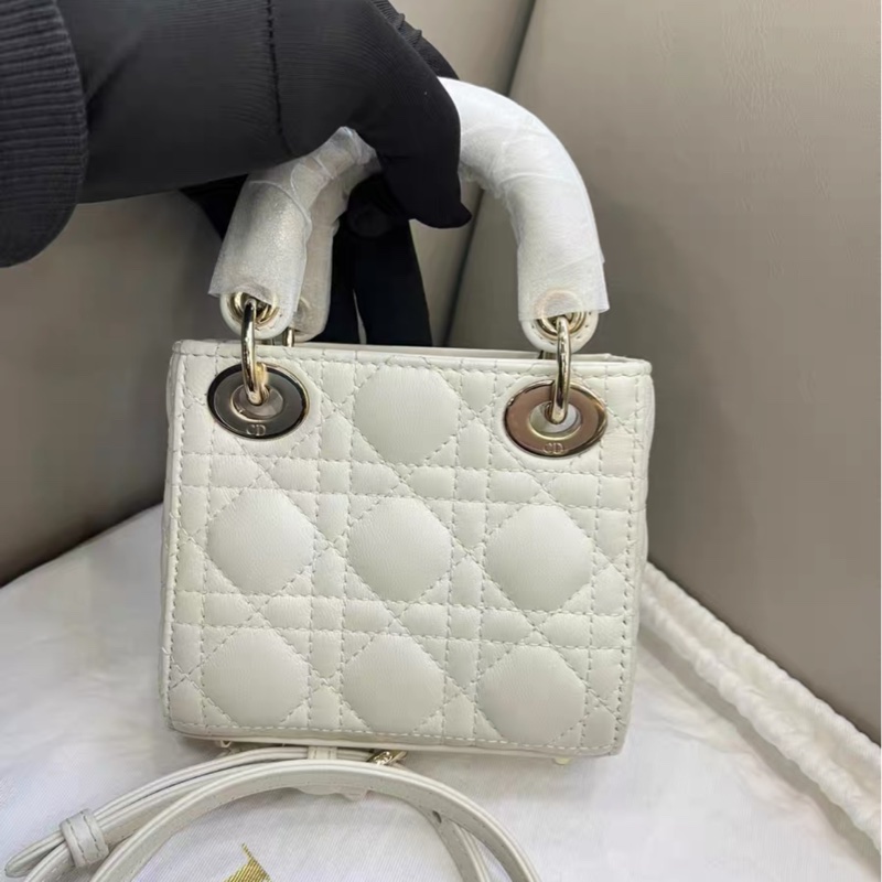 【全新✨ 全網最低價!】Dior/迪奧 Micro Lady Dior 戴妃包白金(下單前先詢問庫存❗️)-2