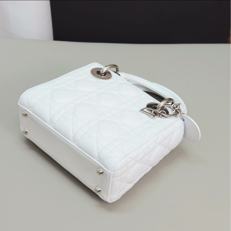 【全新✨ 全網最低價!】Dior/迪奧 Lady Dior 三格 戴妃包白銀(下單前先詢問庫存❗️)-3