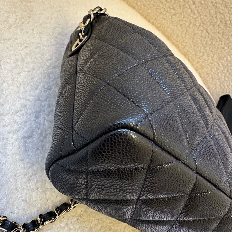 Chanel 香奈兒 26S 黑金荔枝紋 hobo 便當包 全新品,26年 晶片-4