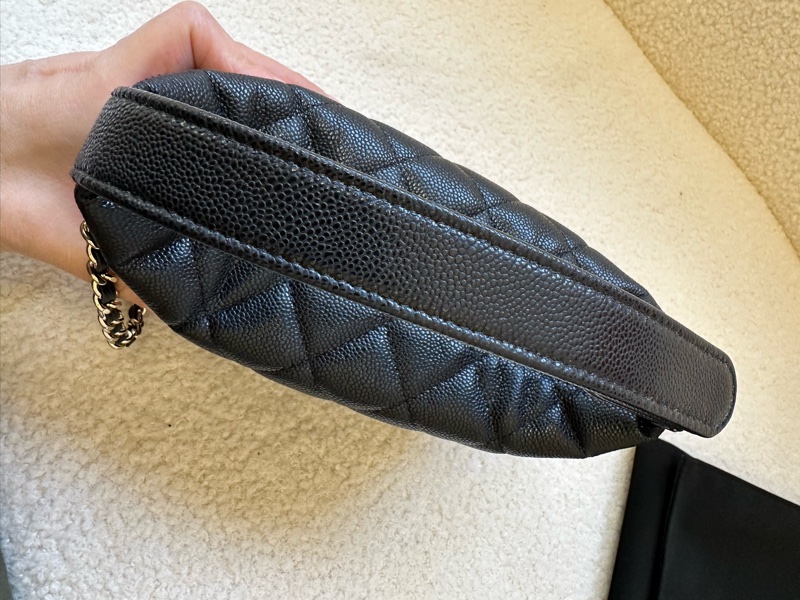 Chanel 香奈兒 26S 黑金荔枝紋 hobo 便當包 全新品,26年 晶片-6