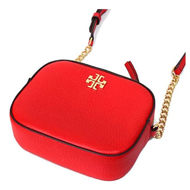 【TORY BURCH】素面皮革相機斜背包-紅色-1