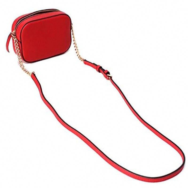 【TORY BURCH】素面皮革相機斜背包-紅色-2