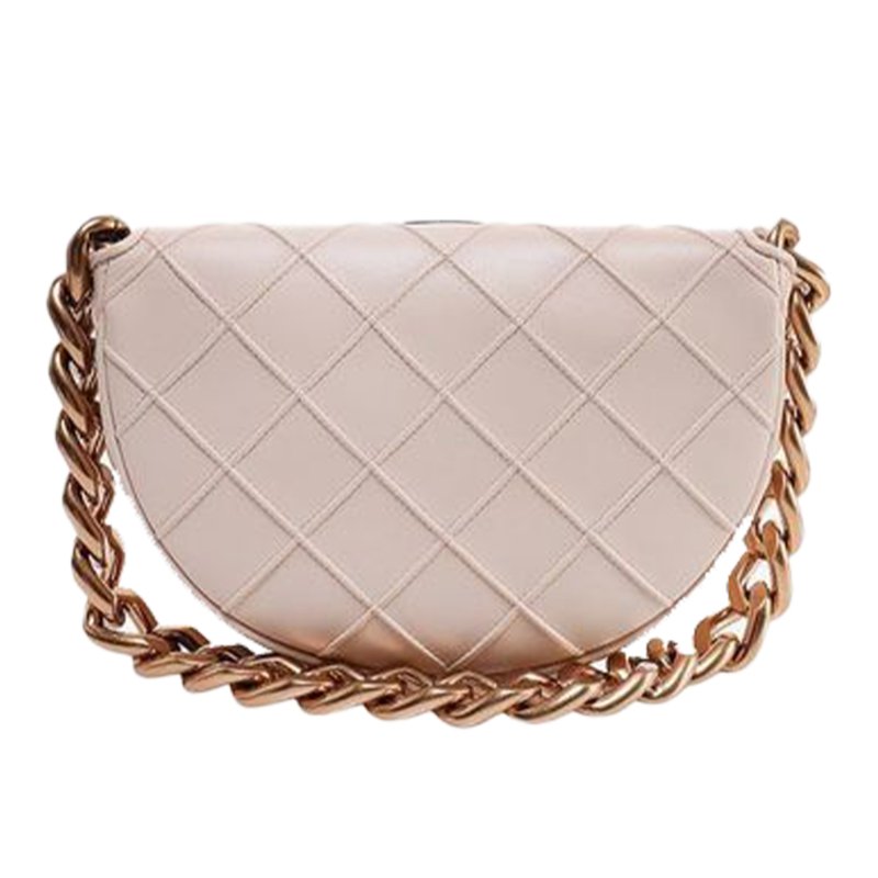 【TORY BURCH】菱格紋皮革翻蓋鏈包-粉-2