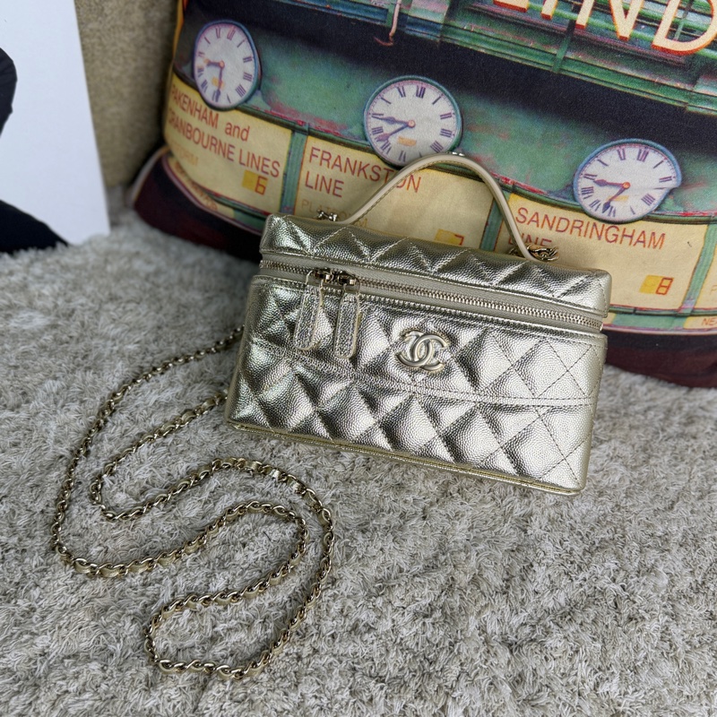 CHANEL 香奈兒【25K 秋冬】 香檳金腰線LP VANITY WITH CHAIN AP4407-0