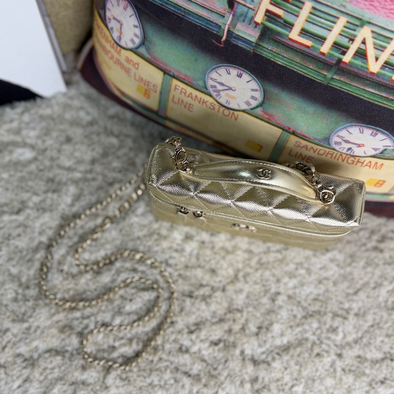 CHANEL 香奈兒【25K 秋冬】 香檳金腰線LP VANITY WITH CHAIN AP4407-1
