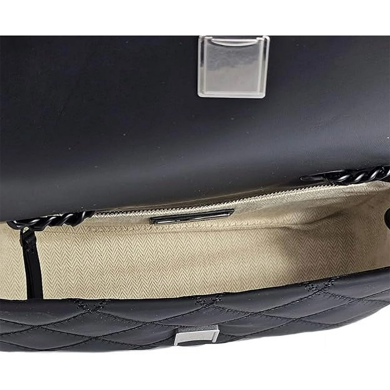 【TORY BURCH】萎格紋皮革翻蓋兩用包-霧黑-3