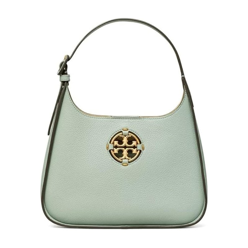 【TORY BURCH】雙T-LOGO素面皮革側肩包-莫蘭迪綠-0