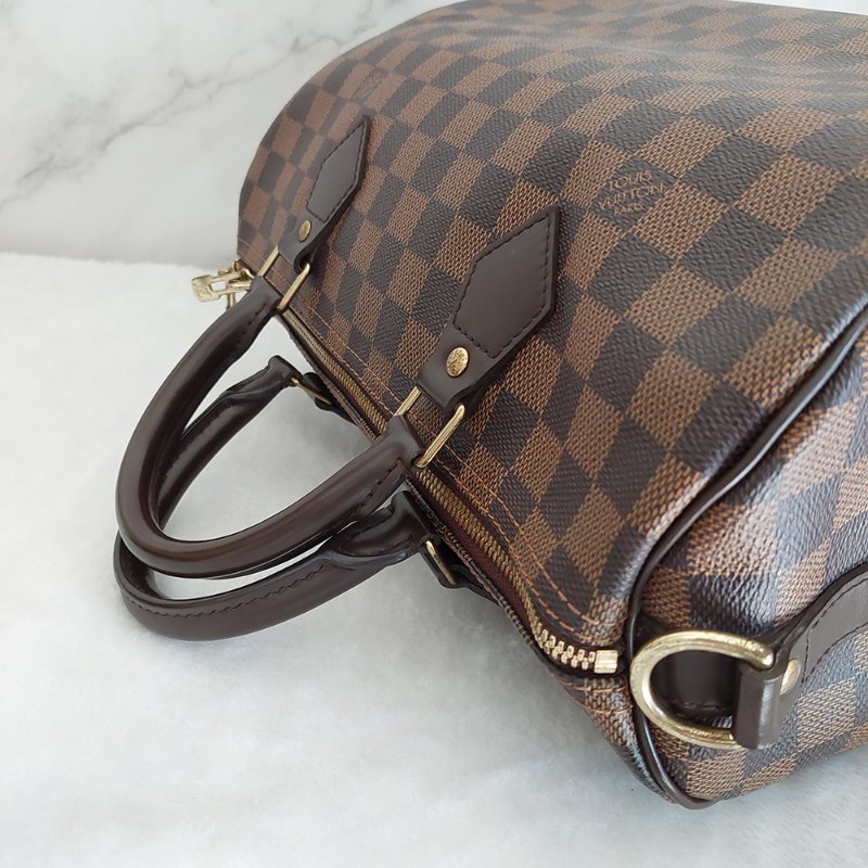 LV N40590 格紋 🎀現貨實拍 🎀Speedy30cm 波士頓包 手提 肩背 斜背包~二手品(附LV原廠三段式背帶)-2