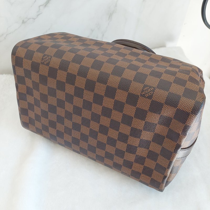 LV N40590 格紋 🎀現貨實拍 🎀Speedy30cm 波士頓包 手提 肩背 斜背包~二手品(附LV原廠三段式背帶)-32