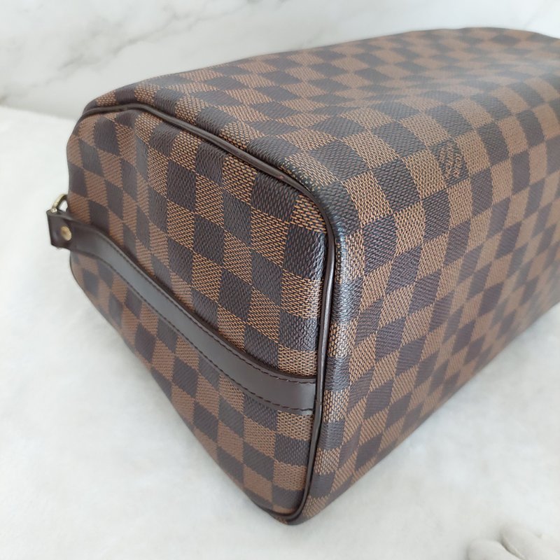 LV N40590 格紋 🎀現貨實拍 🎀Speedy30cm 波士頓包 手提 肩背 斜背包~二手品(附LV原廠三段式背帶)-35