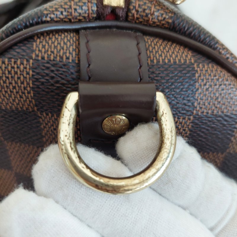 LV N40590 格紋 🎀現貨實拍 🎀Speedy30cm 波士頓包 手提 肩背 斜背包~二手品(附LV原廠三段式背帶)-52