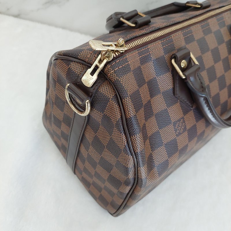 LV N40590 格紋 🎀現貨實拍 🎀Speedy30cm 波士頓包 手提 肩背 斜背包~二手品(附LV原廠三段式背帶)-57