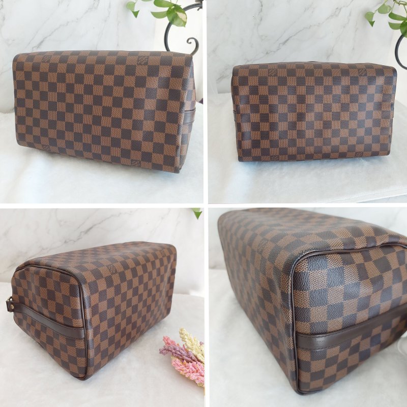 LV N40590 格紋 🎀現貨實拍 🎀Speedy30cm 波士頓包 手提 肩背 斜背包~二手品(附LV原廠三段式背帶)-73