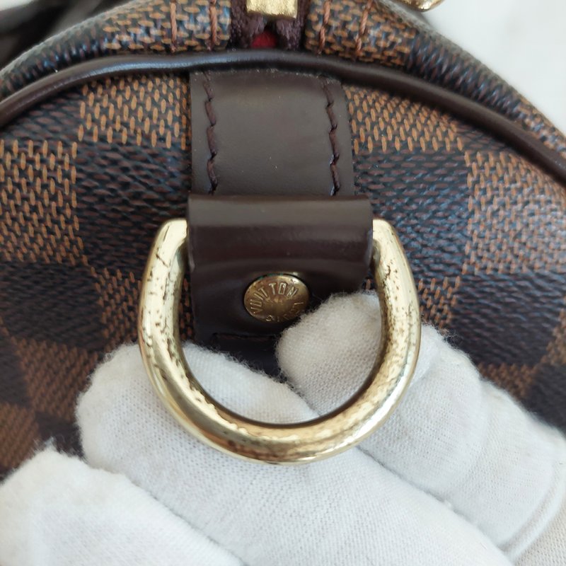 LV N40590 格紋 🎀現貨實拍 🎀Speedy30cm 波士頓包 手提 肩背 斜背包~二手品(附LV原廠三段式背帶)-76