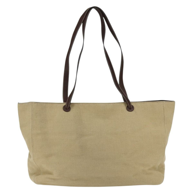 【日本直送】香奈兒帆布手提包 米色 金色 CC 標誌 Auth bs33123-1