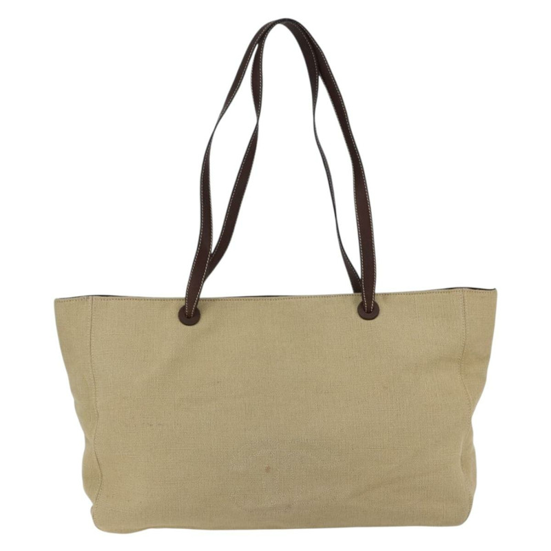 【日本直送】香奈兒帆布手提包 米色 金色 CC 標誌 Auth bs33123-12