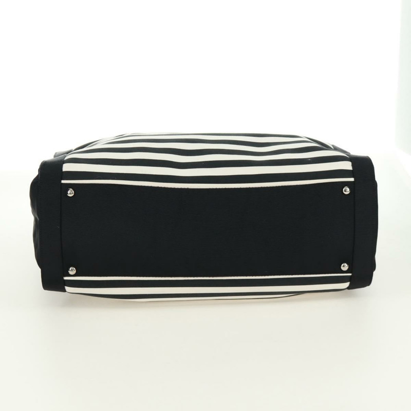 【日本直送】香奈兒 (CHANEL) 郵輪系列帆布手提包，黑色銀色雙C標誌，正品編號 168930SAV-4