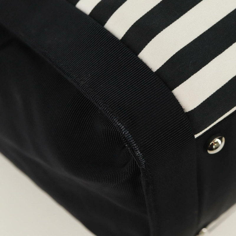 【日本直送】香奈兒 (CHANEL) 郵輪系列帆布手提包，黑色銀色雙C標誌，正品編號 168930SAV-9