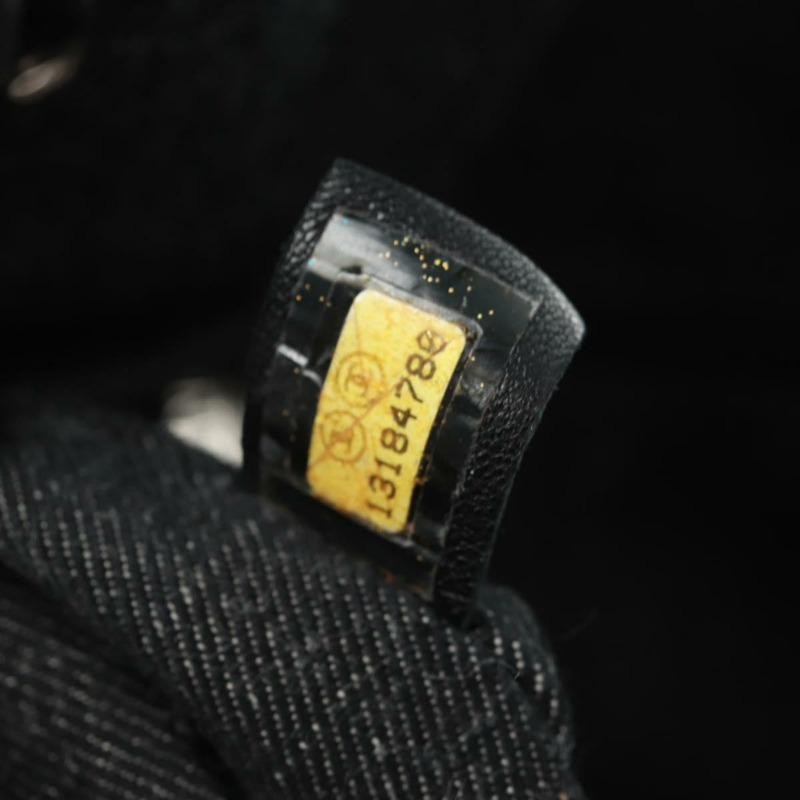 【日本直送】香奈兒 (CHANEL) 郵輪系列帆布手提包，黑色銀色雙C標誌，正品編號 168930SAV-11