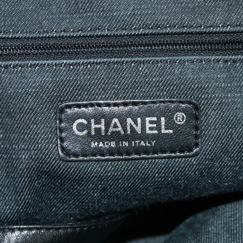 【日本直送】香奈兒 (CHANEL) 郵輪系列帆布手提包，黑色銀色雙C標誌，正品編號 168930SAV-16