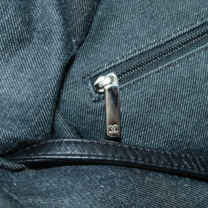 【日本直送】香奈兒 (CHANEL) 郵輪系列帆布手提包，黑色銀色雙C標誌，正品編號 168930SAV-20