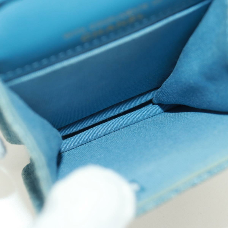 【日本直送】香奈兒 (CHANEL) 絎縫鏈條肩包，牛仔布淺藍色，金色雙C標誌，貨號 170909SAM-9