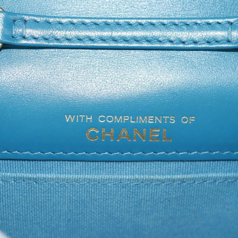 【日本直送】香奈兒 (CHANEL) 絎縫鏈條肩包，牛仔布淺藍色，金色雙C標誌，貨號 170909SAM-19