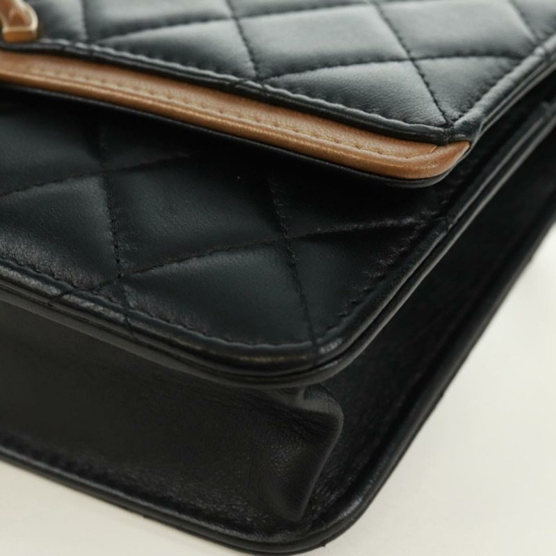 【日本直送】香奈兒 (CHANEL) 絎縫鏈條錢包,羊皮材質,黑色,CC標誌,貨號171862SAM-14