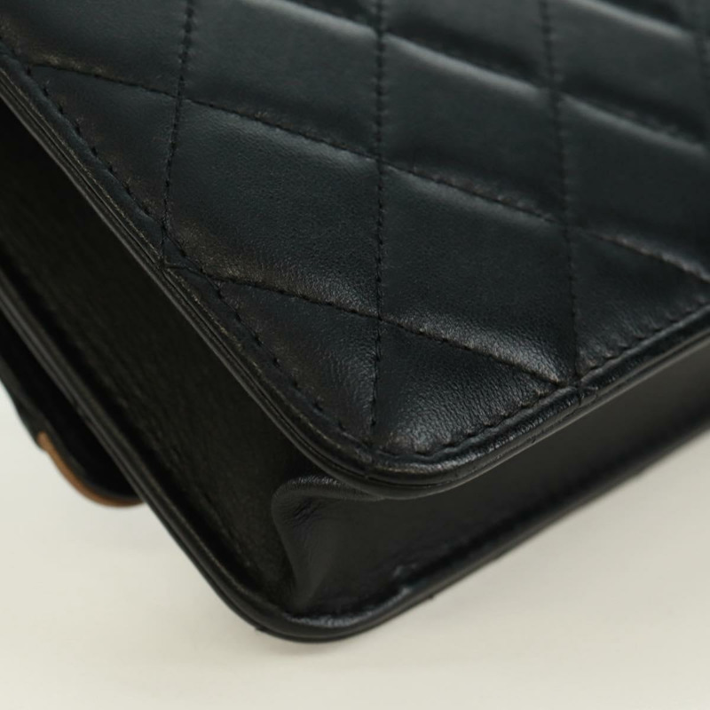 【日本直送】香奈兒 (CHANEL) 絎縫鏈條錢包,羊皮材質,黑色,CC標誌,貨號171862SAM-15