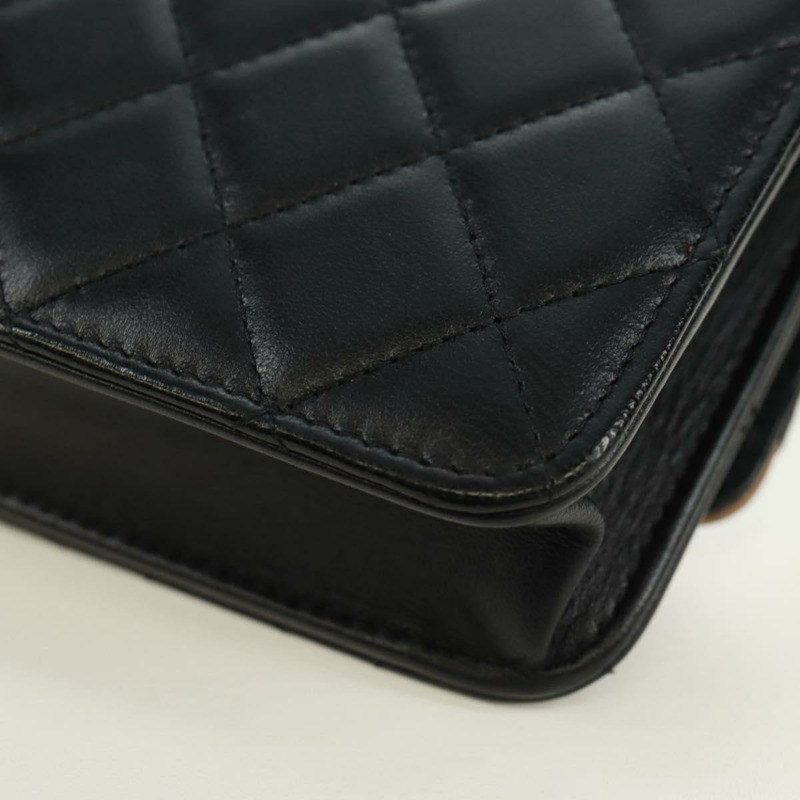 【日本直送】香奈兒 (CHANEL) 絎縫鏈條錢包,羊皮材質,黑色,CC標誌,貨號171862SAM-16