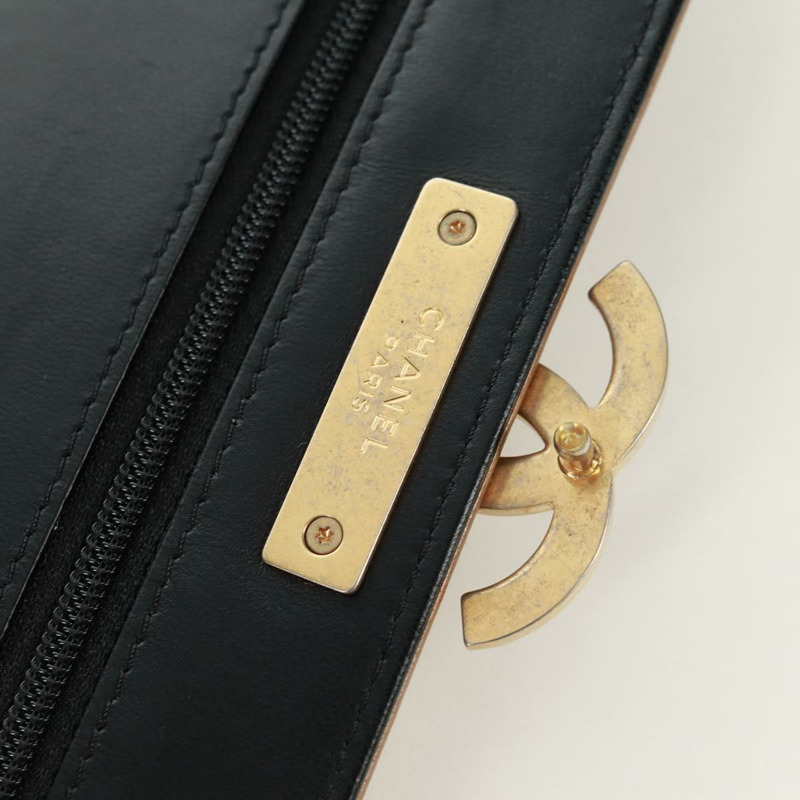 【日本直送】香奈兒 (CHANEL) 絎縫鏈條錢包,羊皮材質,黑色,CC標誌,貨號171862SAM-18