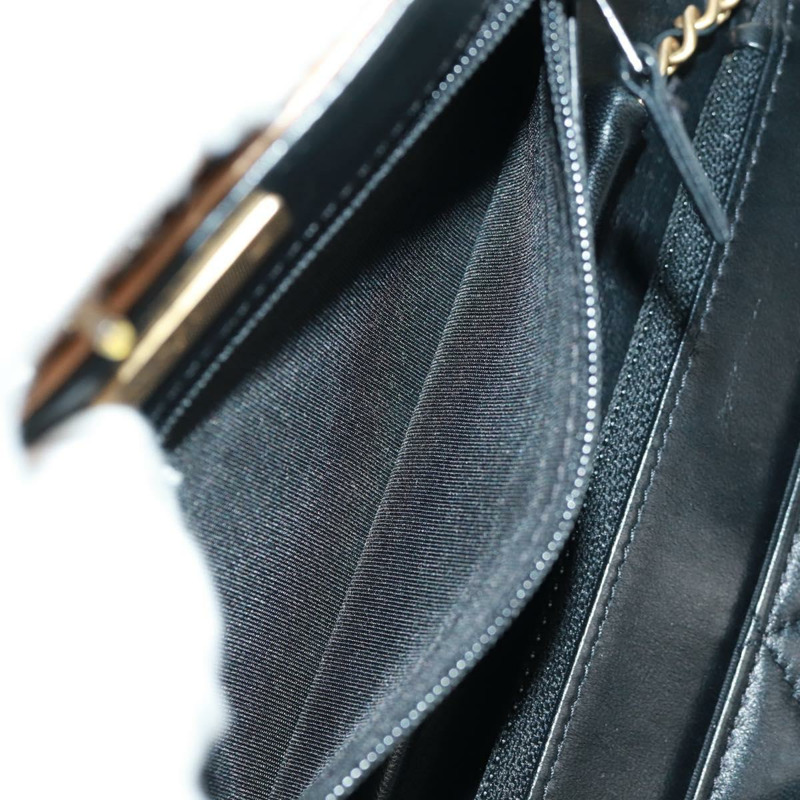 【日本直送】香奈兒 (CHANEL) 絎縫鏈條錢包,羊皮材質,黑色,CC標誌,貨號171862SAM-20