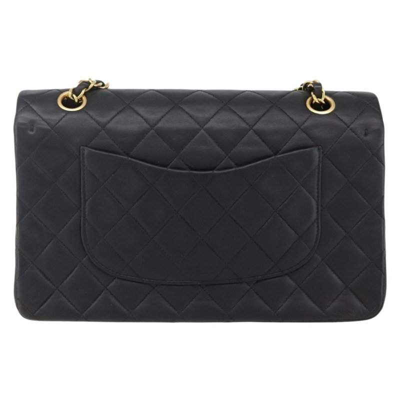 【日本直送】香奈兒 Matelasse 25 雙蓋鏈條包，羊皮材質，黑色，CC 標誌，正品 am10803SAM-1