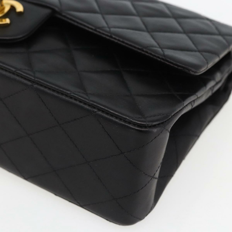 【日本直送】香奈兒 Matelasse 25 雙蓋鏈條包，羊皮材質，黑色，CC 標誌，正品 am10803SAM-14