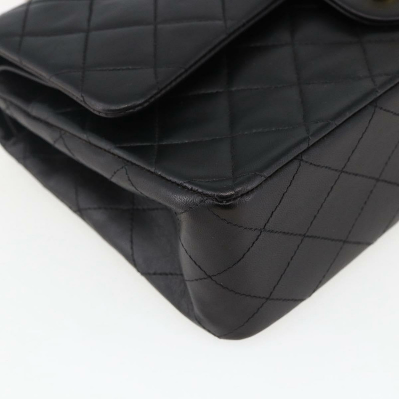 【日本直送】香奈兒 Matelasse 25 雙蓋鏈條包，羊皮材質，黑色，CC 標誌，正品 am10803SAM-15