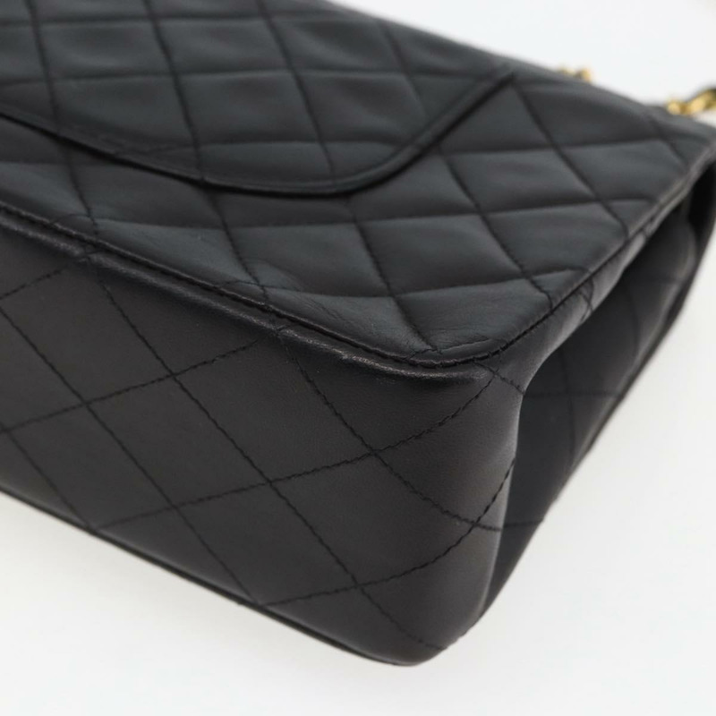 【日本直送】香奈兒 Matelasse 25 雙蓋鏈條包，羊皮材質，黑色，CC 標誌，正品 am10803SAM-16