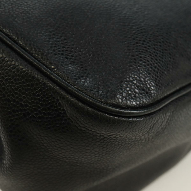 【日本直送】香奈兒 COCO 標誌雙肩包,魚子醬紋皮革,黑色金色 CC 標誌,正品 SK008SV-15