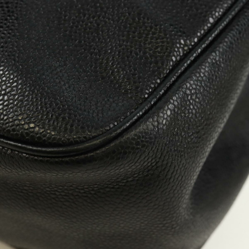 【日本直送】香奈兒 COCO 標誌雙肩包,魚子醬紋皮革,黑色金色 CC 標誌,正品 SK008SV-16