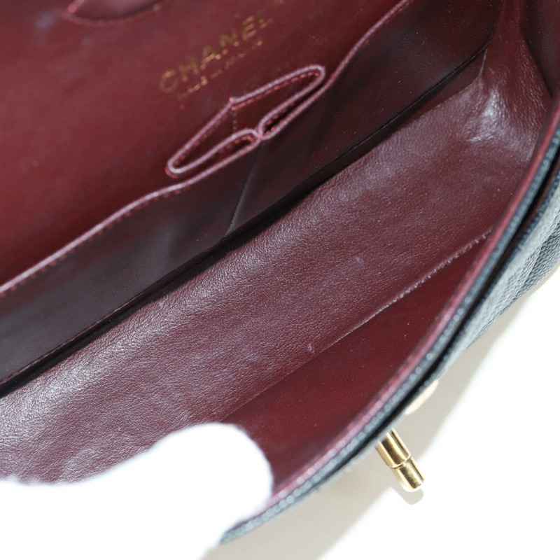 【日本直送】香奈兒雙蓋雙鏈絎縫25手袋,魚子醬皮,CC標誌,正品SK020SM-7