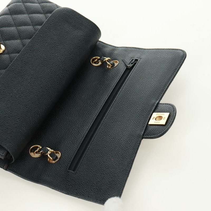 【日本直送】香奈兒雙蓋雙鏈絎縫25手袋,魚子醬皮,CC標誌,正品SK020SM-19