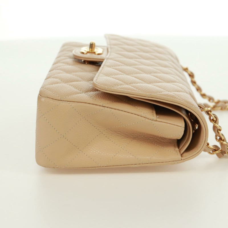 【日本直送】香奈兒雙蓋雙鏈絎縫25手袋,魚子醬紋小牛皮,CC標誌,正品SK012SM-4