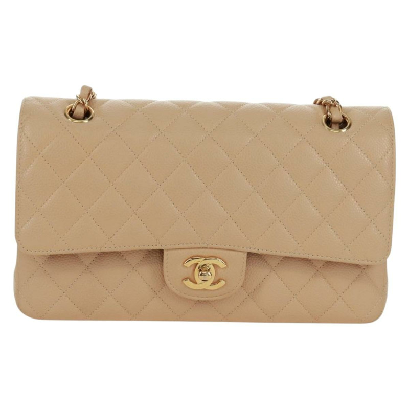 【日本直送】香奈兒雙蓋雙鏈絎縫25手袋,魚子醬紋小牛皮,CC標誌,正品SK012SM-12