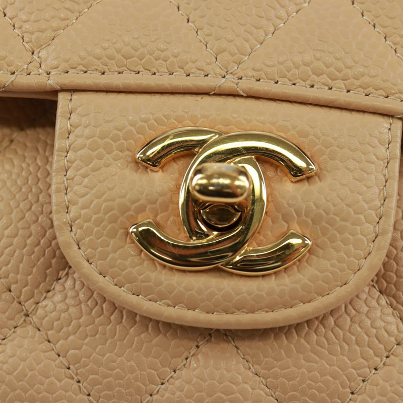 【日本直送】香奈兒雙蓋雙鏈絎縫25手袋,魚子醬紋小牛皮,CC標誌,正品SK012SM-18