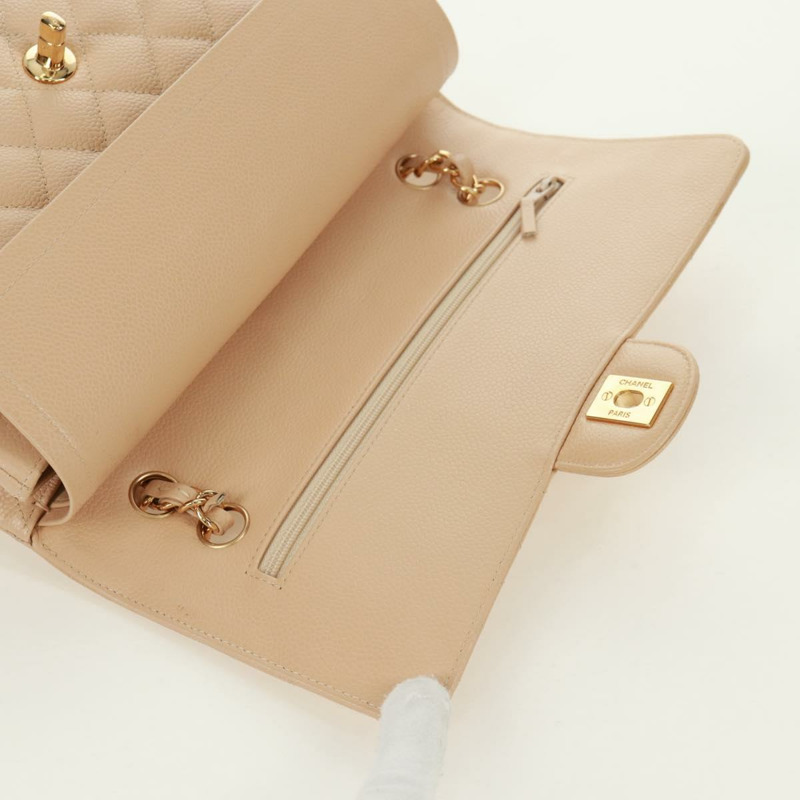 【日本直送】香奈兒雙蓋雙鏈絎縫25手袋,魚子醬紋小牛皮,CC標誌,正品SK012SM-19