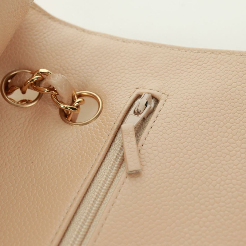 【日本直送】香奈兒雙蓋雙鏈絎縫25手袋,魚子醬紋小牛皮,CC標誌,正品SK012SM-21